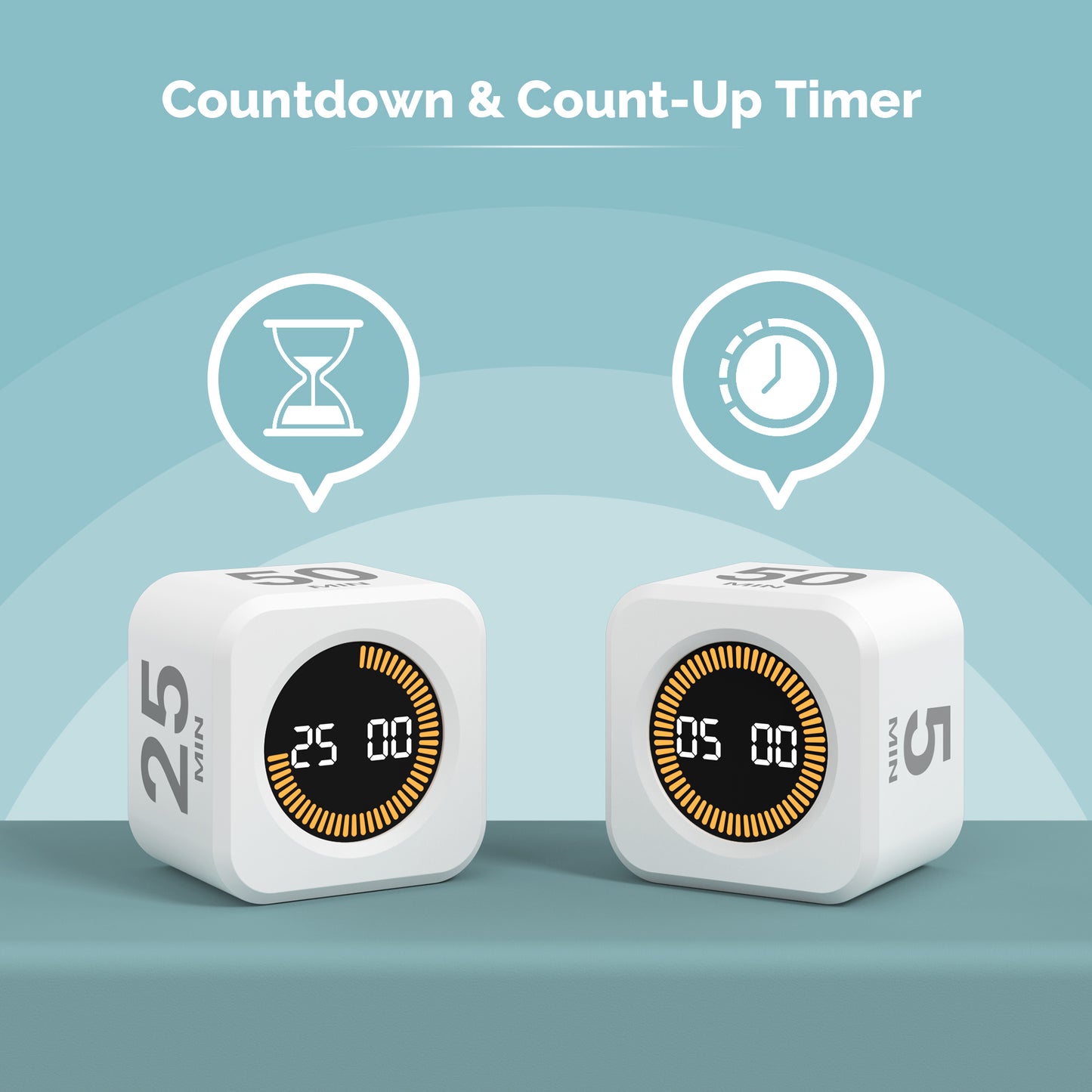 Visual Pomodoro Cube, 5/10/25/50 Min Countdown