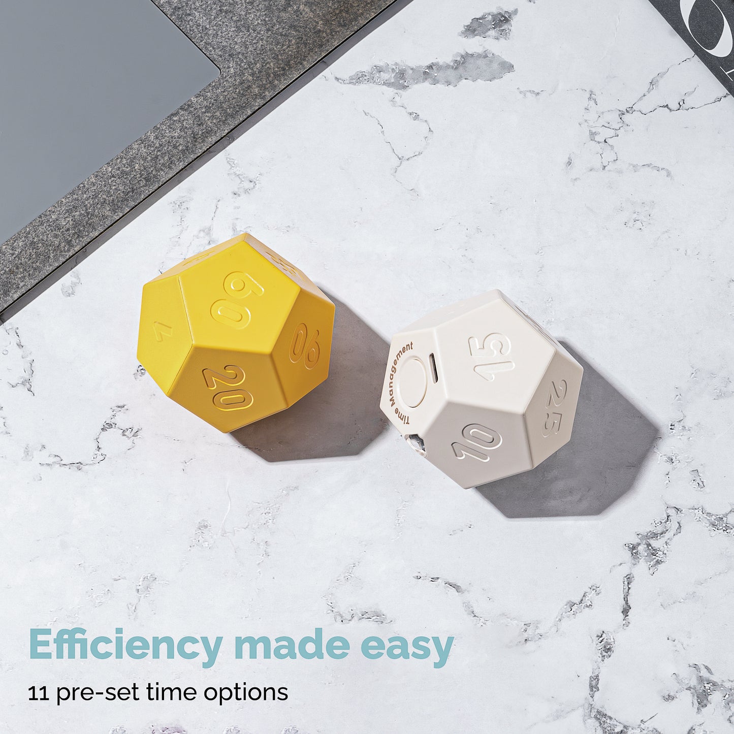 KADAMS Cube Timer Rotating Productivity Timer - Rechargeable Desk Timer Dodecagon with Sound Vibrate Light Alarm Flip Timer for Time Management Kids ADHD 1 3 5 10 15 20 25 30 45 60 90 Minute Countdown