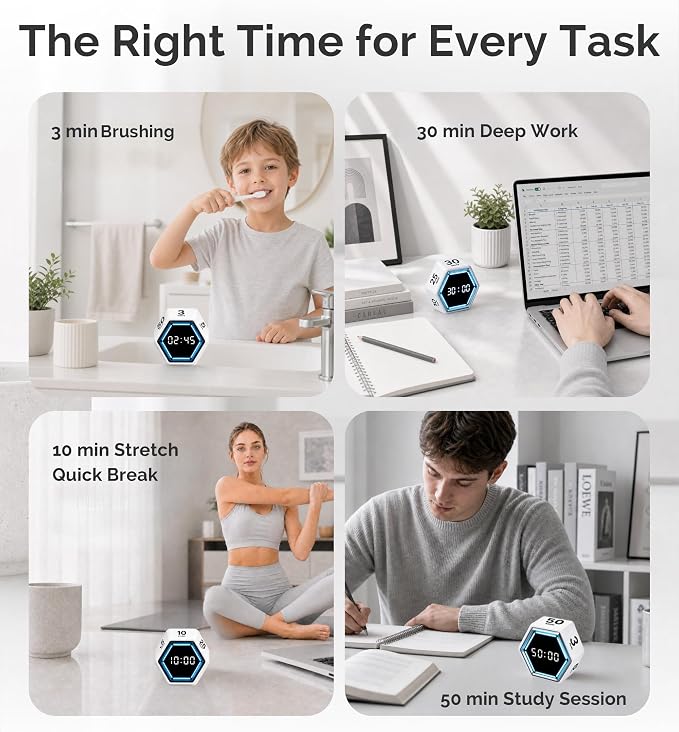 KADAMS Pomodoro Timer Cube, Visual Timer for Kids, Productivity Desk Timer