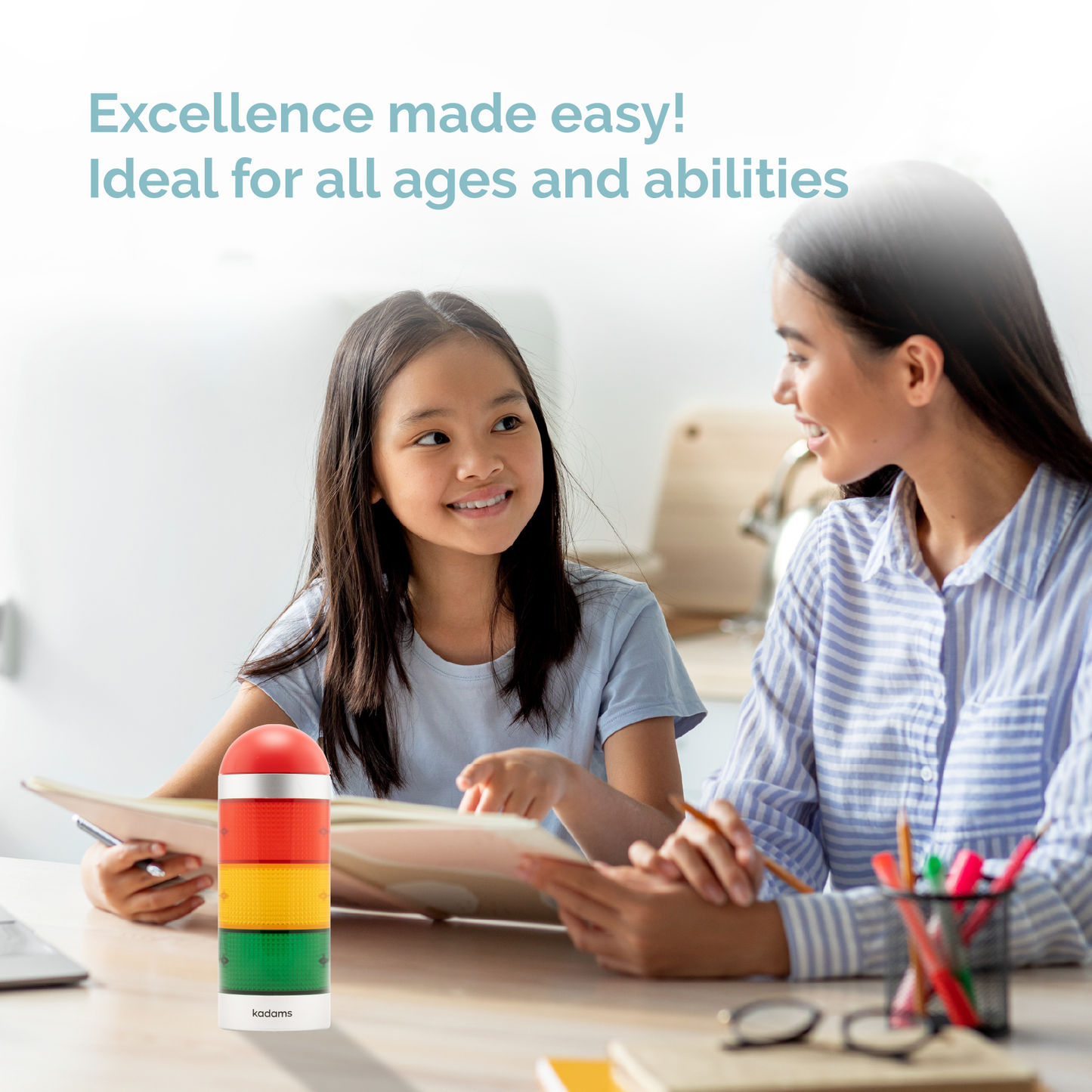 Kadams Visual Timer for Kids with Audio Alarm - Digital Timer for Classroom Teachers Toddler Productivity Time Management Tool Traffic Light Timer 24hr Countdown Press Pause Special Education Silver