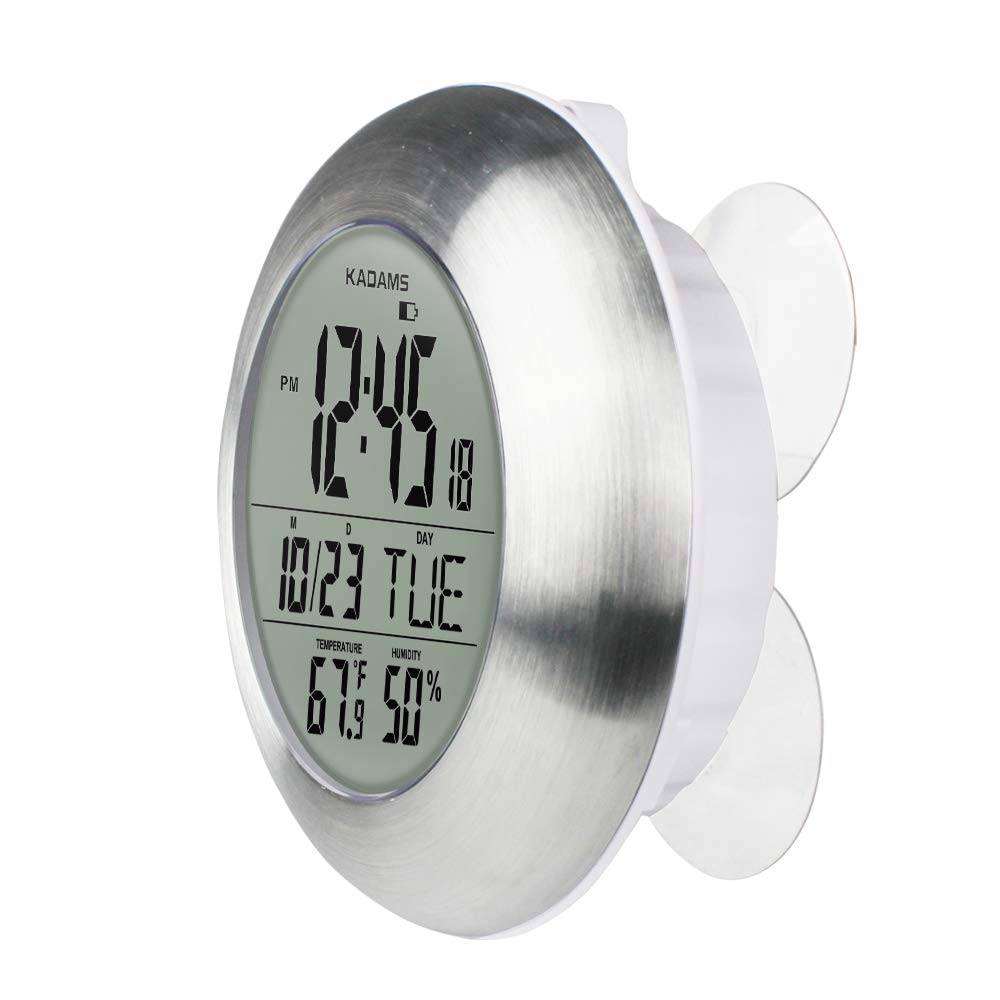 Bathroom Clock - Water Resistant,Temperature & Humidity Calendar