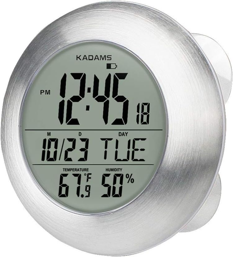 Bathroom Clock - Water Resistant,Temperature & Humidity Calendar