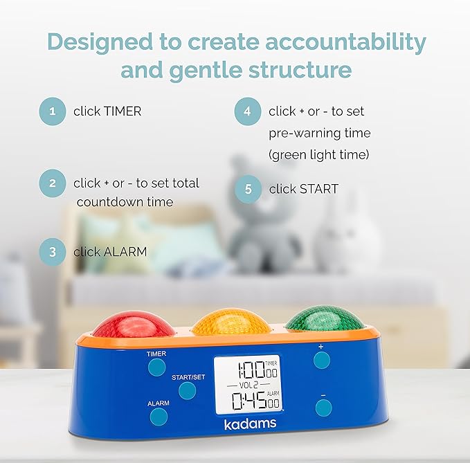 Kadams Horizontal Visual Timer for Kids with Audio Alarm Digital Timer Alarm for Toddler Teachers Classroom Productivity Time Management Tool Light Timer 24hr Countdown Press Pause Orange