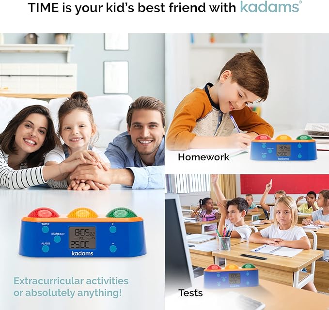 Kadams Horizontal Visual Timer for Kids with Audio Alarm Digital Timer Alarm for Toddler Teachers Classroom Productivity Time Management Tool Light Timer 24hr Countdown Press Pause Orange