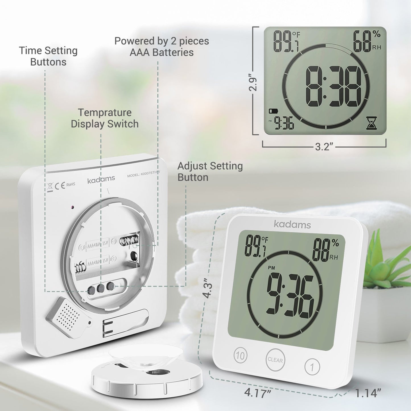Shower Clock Timer - Waterproof