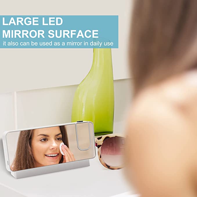 KADAMS Projection Alarm Clock for Bedroom Ceiling & Wall, 180¡ã Projection, Large Mirror LED Screen, 2 USB Charging Ports, Loud Dual Alarm Clock & Snooze, Date, Time & Temperature Display (Black)