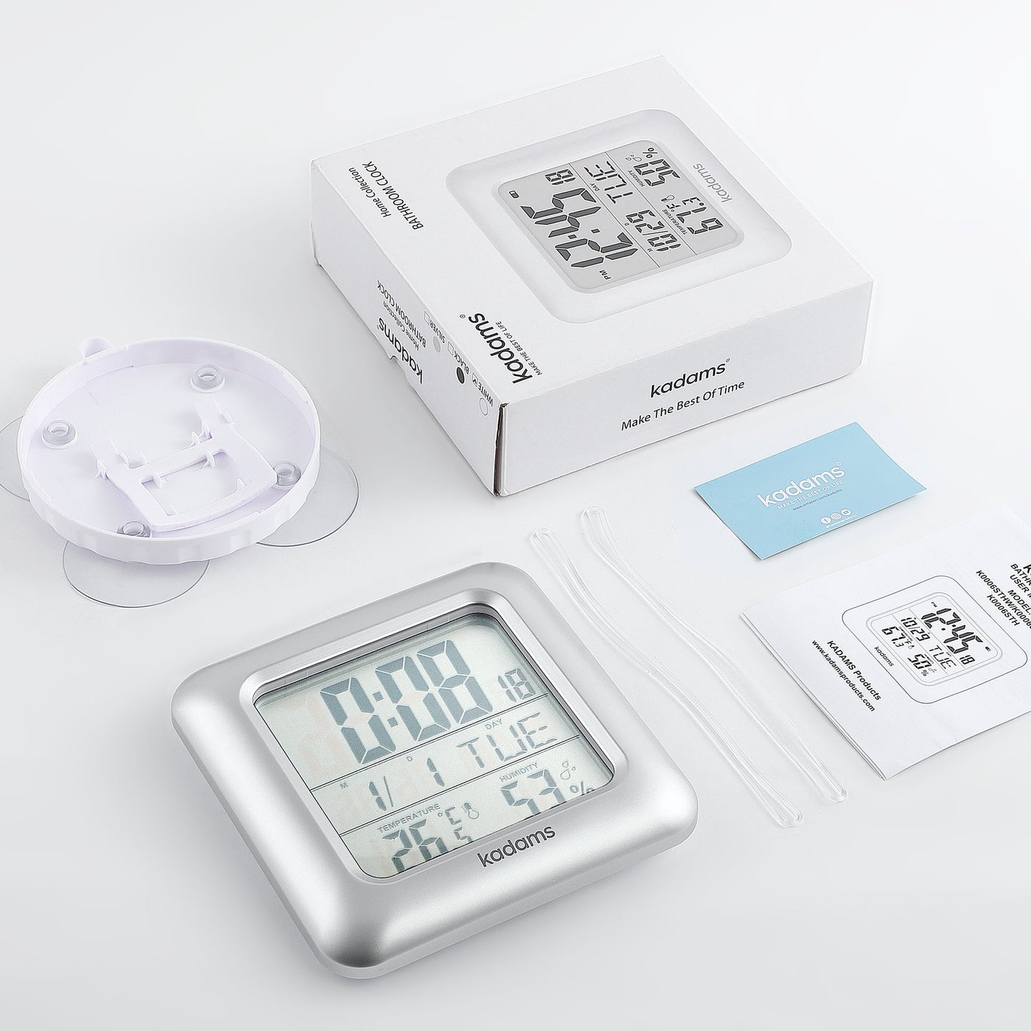 Bathroom Clock - Water Resistant,Temperature & Humidity Calendar