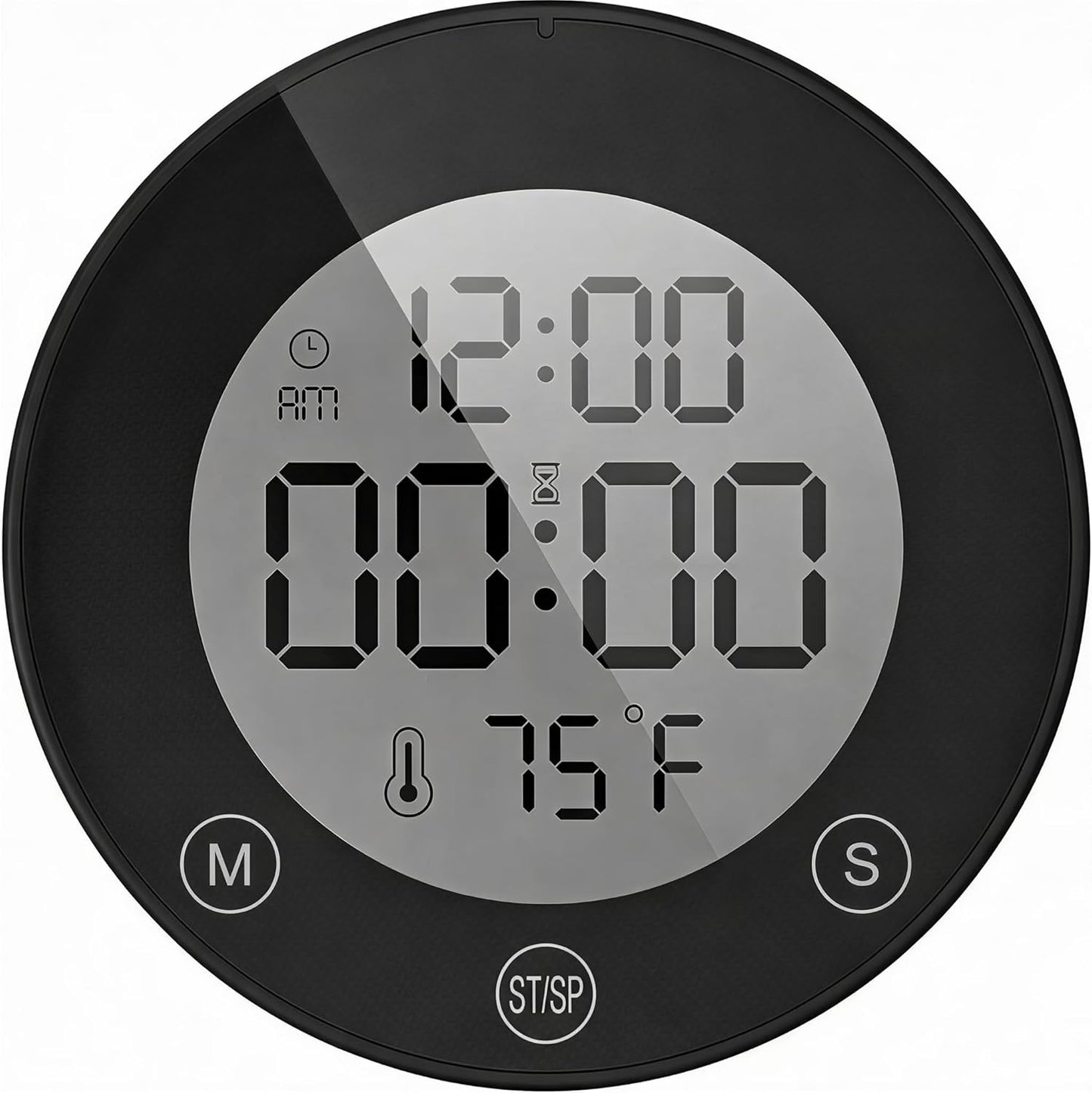 Waterproof Shower Timer Clock with Temperature – Digital Countdown & Count-Up Timer for Bathroom, Kitchen & Daily Routines (Black)