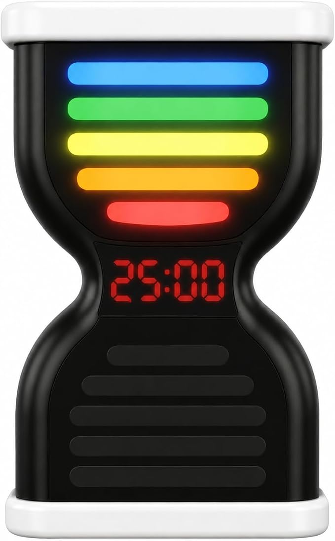 Pomodoro Timer for Productivity, Visual Countdown with Light Flow, Flip Timer 25/5 min, Custom Countdown Count-up, USB-C Rechargeable, Silent Study for Kids Students ADHD Gift Work Classroom Office