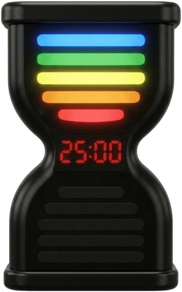 Pomodoro Timer for Productivity, Visual Countdown with Light Flow, Flip Timer 25/5 min, Custom Countdown Count-up, USB-C Rechargeable, Silent Study for Kids Students ADHD Gift Work Classroom Office