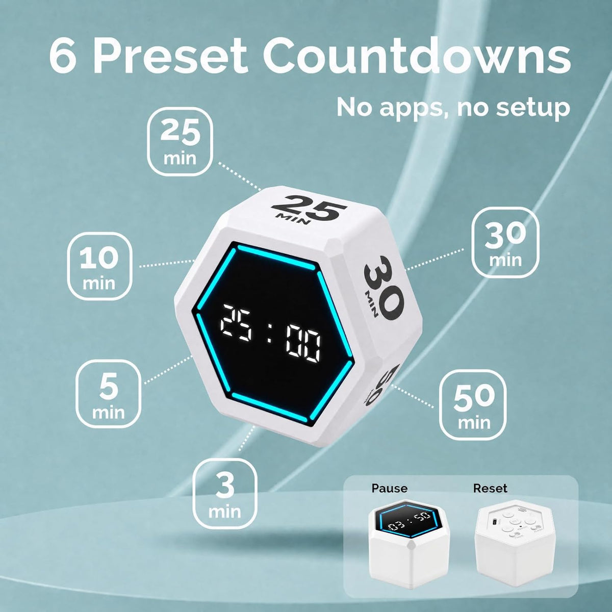 KADAMS Pomodoro Timer Cube, Visual Timer for Kids, Productivity Desk Timer