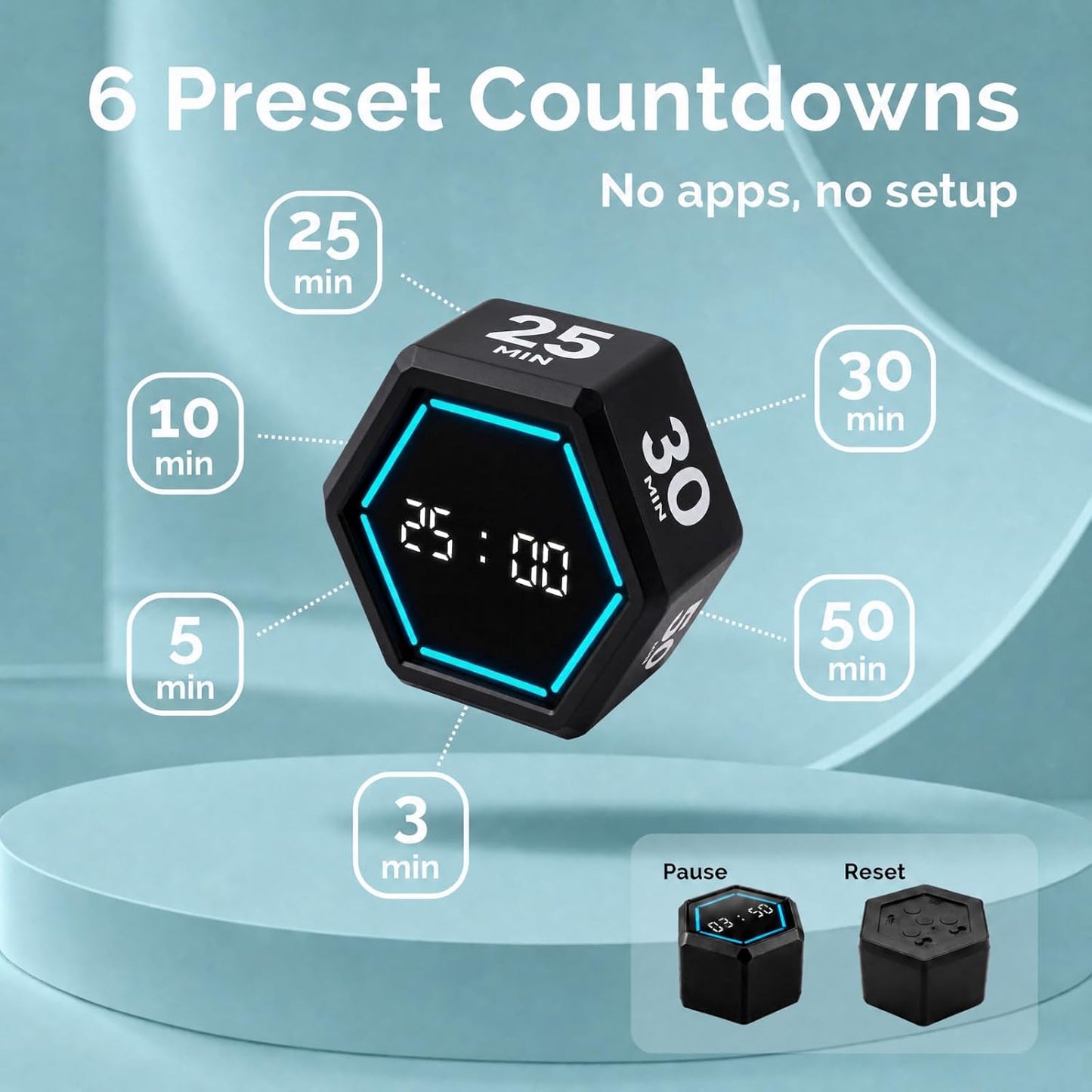 KADAMS Pomodoro Timer Cube, Visual Timer for Kids, Productivity Desk Timer