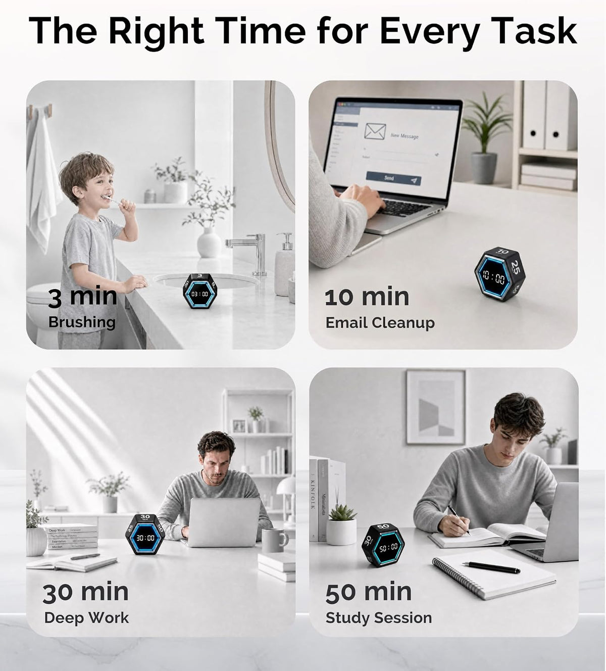 KADAMS Pomodoro Timer Cube, Visual Timer for Kids, Productivity Desk Timer