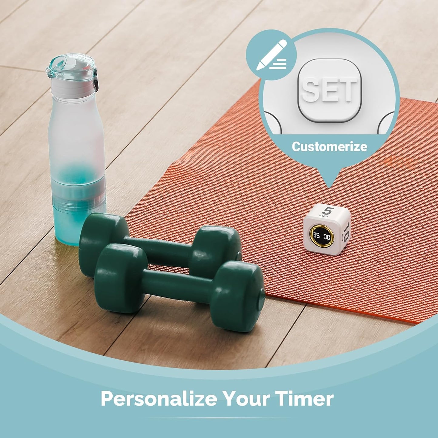 Pomodoro Cube Timer with LED Visual Ring – Minimalist White Focus Timer for Work, Study & Productivity (5/10/25/50 Min)