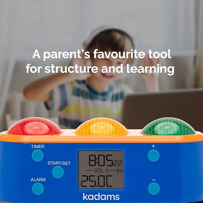 Kadams Horizontal Visual Timer for Kids with Audio Alarm Digital Timer Alarm for Toddler Teachers Classroom Productivity Time Management Tool Light Timer 24hr Countdown Press Pause Orange
